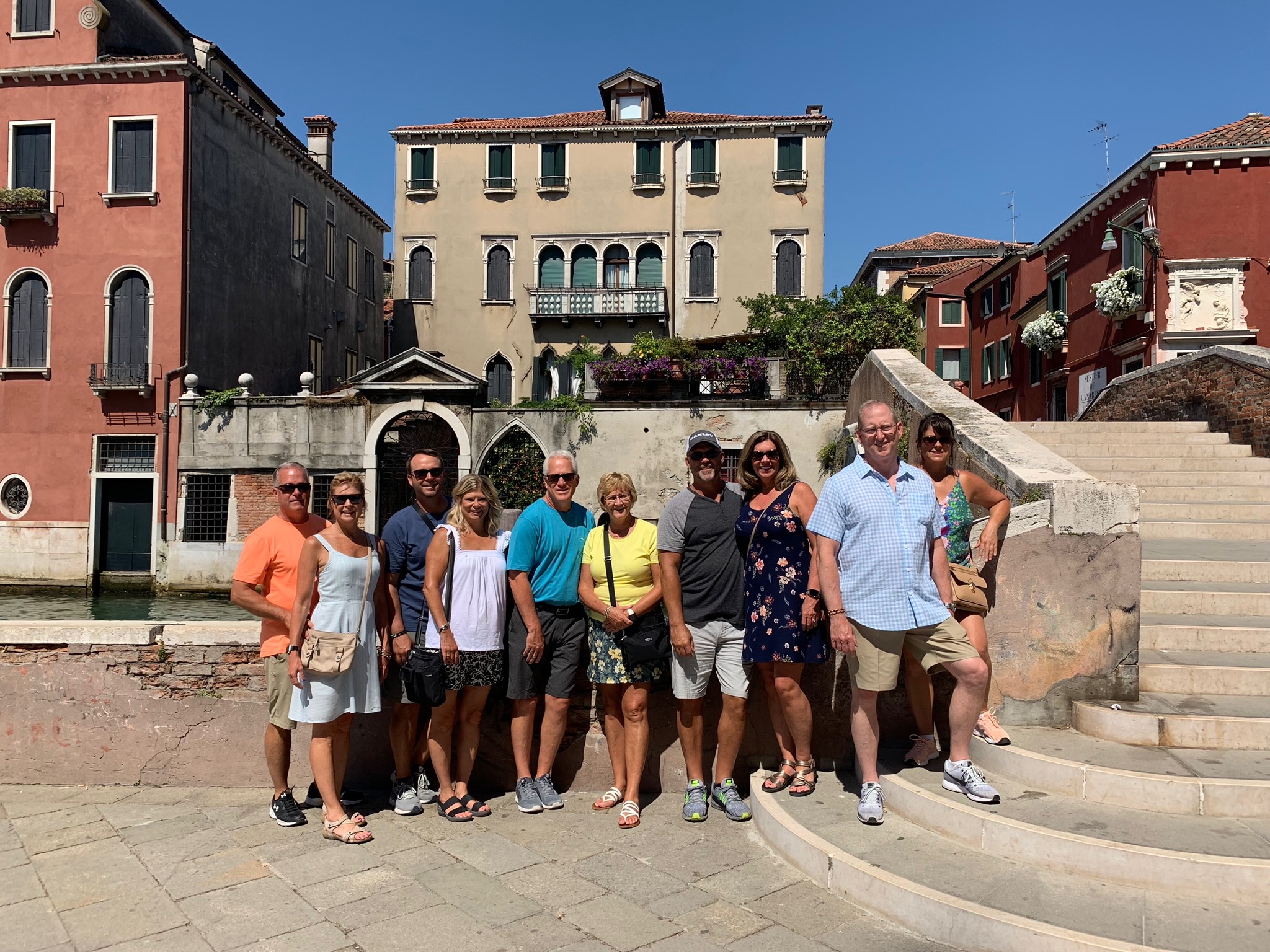 Group of travelers enjoying mountain views